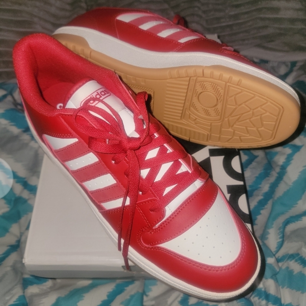 Adidas Red and White Sneakers